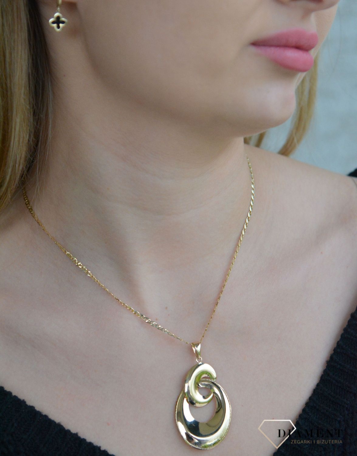 Złota duża zawieszka 585 połączone Owale ZA 7665.jpg